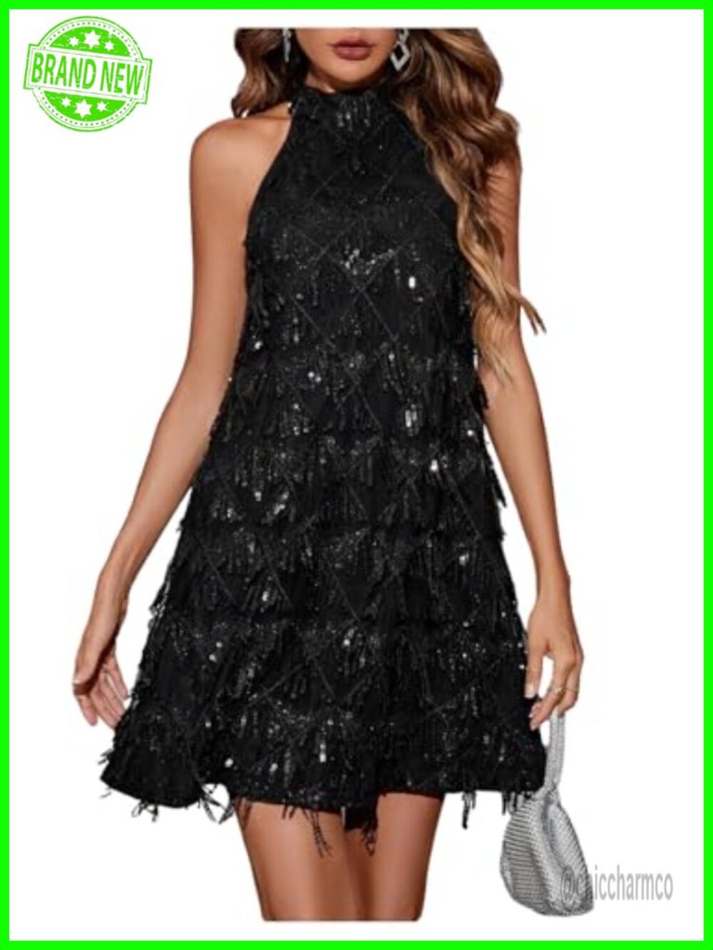Sequin Halter Mini Dress Cocktail Party Sparkly
